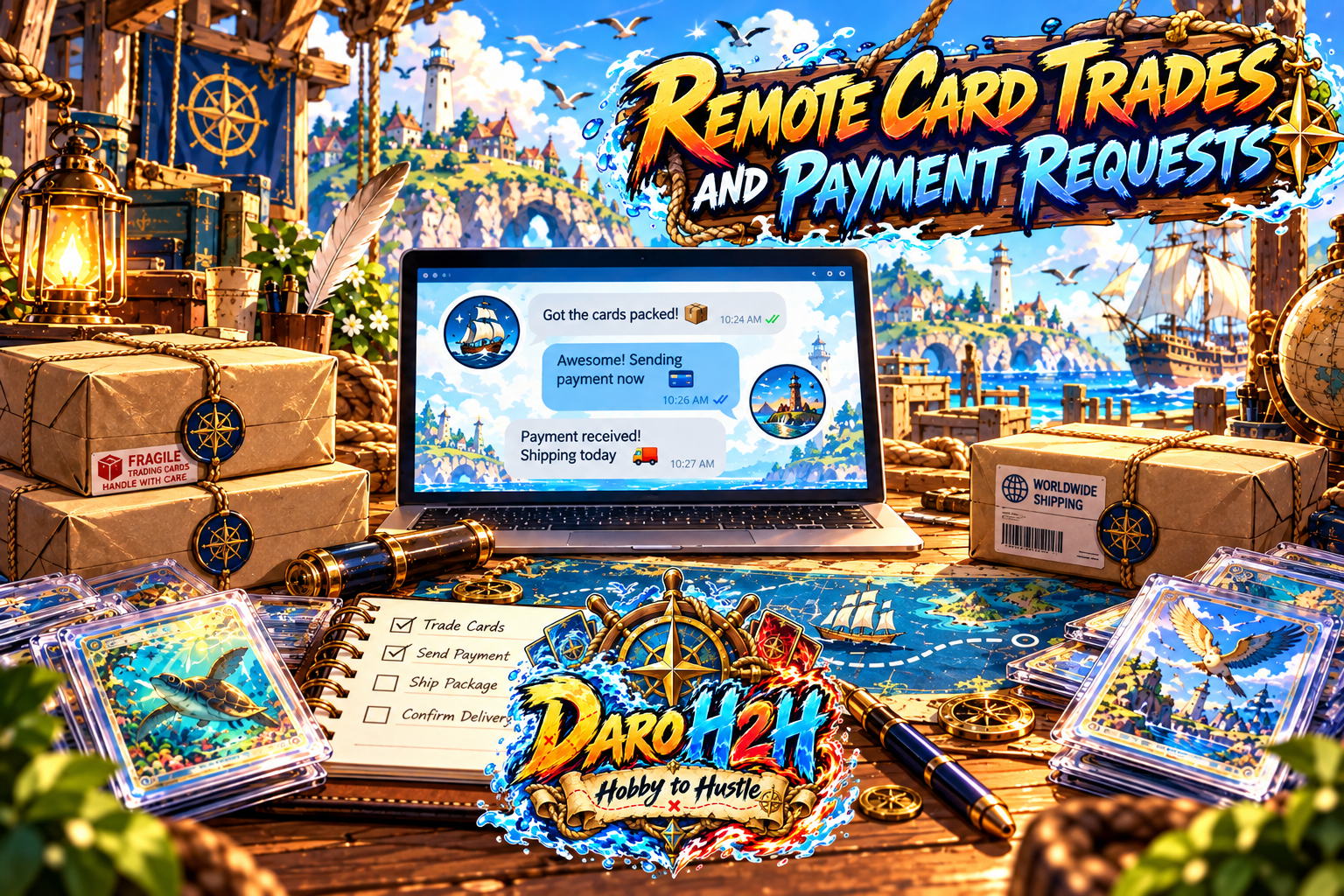 Remote Card Trades by the Harbor